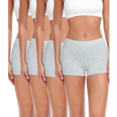 Afbeelding van wirarpa Boxershorts voor dames, shorts, katoen, shorts met groot kruis, 4 stuks, Grijs, M