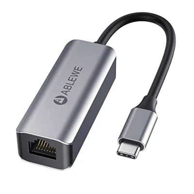 Afbeelding van ABLEWE Ethernet adapter, Gigabit LAN netwerkadapter 1000 Mbps USB C naar adapter voor Windows 10, 8.1, 8, 7, Vista, XP; Linux; Mac OS 10.6 en hoger 20 cm (donkergrijs)