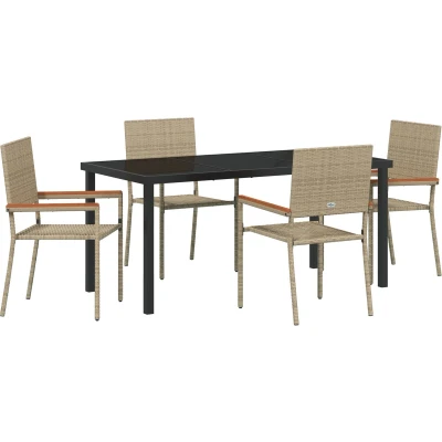 Afbeelding van vidaXL 5 Delige Tuin Eetset Beige Poly Rattan