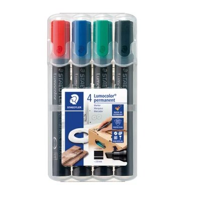 Afbeelding van Viltstift Staedtler Lumocolor 350 permanent schuin set à 4 stuks assorti