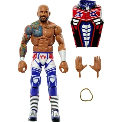 Afbeelding van Mattel WWE Elite actiefiguur en accessoires, 15,2 cm Ricochet verzamelobject met 25 gewrichtspunten, realistische look verwisselbare handen