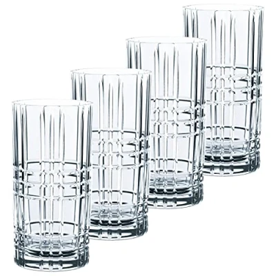 Afbeelding van Spiegelau &amp; Nachtmann, 4 delige longdrinkset, kristalglas, 445 ml, vierkant, 101049
