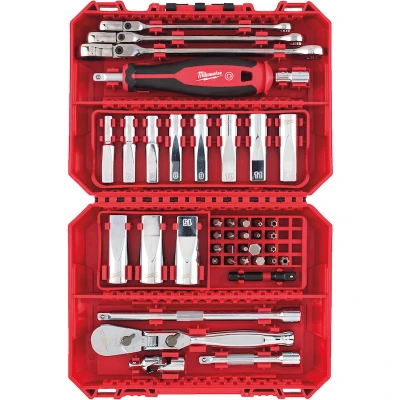 Afbeelding van Milwaukee Doppenset, ratel en ringratel Steeksleutel flex set 1/4&quot; FOUR FLAT™ 42 delig 4932498382