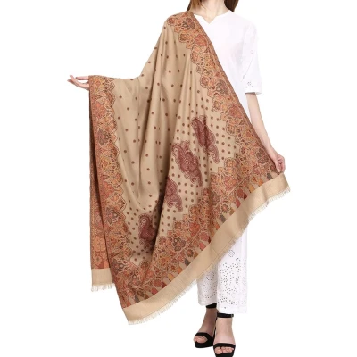 Afbeelding van N3 Collecties Dames Wolmix geweven Kashmiri sjaals, stola&#039;s