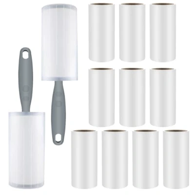 Afbeelding van Vexillic 12 rollen pluisroller, lint roller met 2 dispensers, stofbeschermhoes, pluisrol, dierenhaar, 60 vellen/rollen voor kleding, haar, kattenhaar, hondenharen