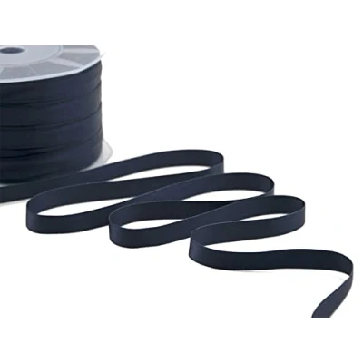 Afbeelding van Furlanis Dubbelzijdig satijnen lint, Italiaanse stof Nachtblauw, 10 mm x 25 m