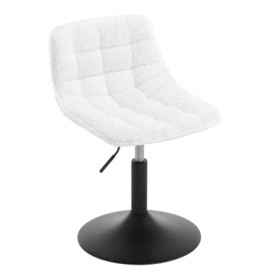 Afbeelding van WOLTU Make up kruk, in hoogte verstelbare kruk met rugleuning, multifunctionele werkkruk, bureaukruk, eetkamerstoel, 360 graden draaibaar,van comfortabele chenille, metaal, wit, BH408ws 1