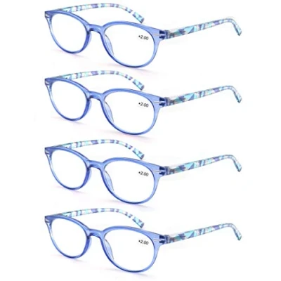 Afbeelding van MODFANS Leesbril, 4 stuks, rond, voor dames, goede brillen, hoogwaardig, modieus, comfortabel, super leeshulp, vrouwen