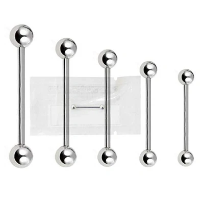 Afbeelding van WARRIOR Piercing tong barbell steriel Tepel navel labret gemaakt van chirurgisch staal 316L 14G (1,6 mm) met twee balletjes 5 mm lang 14/16/18/20/22 PLS 001(20)