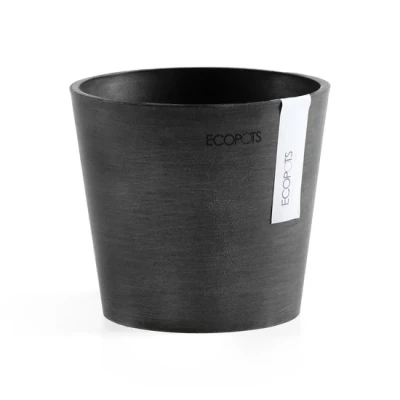 Afbeelding van Ecopots Amsterdam mini rond 13 cm donker grijs planten/bloembak pot