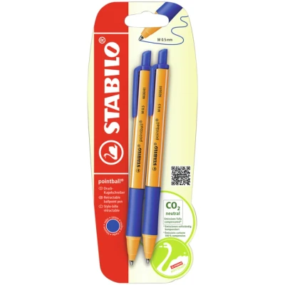 Afbeelding van Balpen STABILO pointball 6030/41 medium blauw blister à 2 stuks