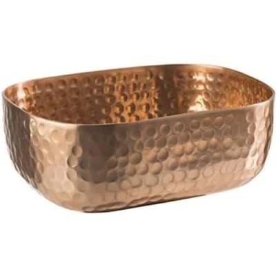 Afbeelding van APS schaal van aluminium met gehamerd, koperen oppervlak, broodschaal, voor o.a. koude en warme gerechten, 15,5 x 12,0 cm, 0,7 ltr.