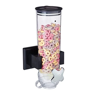 Afbeelding van Relaxdays cornflakes dispenser muur enkel muesli houder snoepautomaat 1,7 l zwart