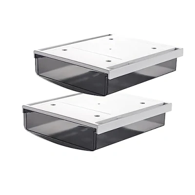 Afbeelding van TUKA i AKUT 2X 1.7L Onder Bureau Lade 24x21x8cm, Zelfklevende Verborgen Onderbank Opbergdoos Lade, Organizer Box Gebruiksvoorwerpen Case Tafel 2er Zwart TKD8607