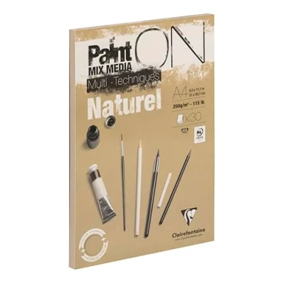 Afbeelding van Clairefontaine Paint&#039;On Block, Gelijmd, 40 F, 42 X 59,4 cm, 250 G, Zeer Licht, Wit 21X29,7 cm Teinte Sablée