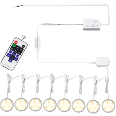 Afbeelding van AIBOO led onderbouwlamp, dimbaar, ultradunne keuken, led, 230 V, met afstandsbediening, duurzaam, kastverlichting vaste bekabeling voor 8 stuks, warm wit