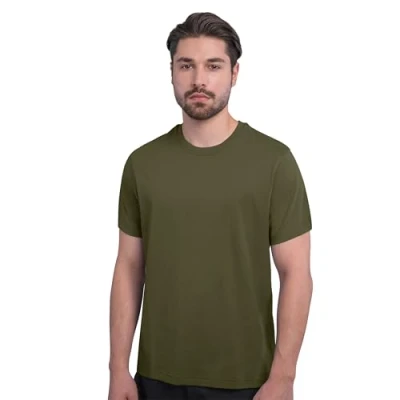 Afbeelding van HRM heren Luxury Roundneck Tee I Premium T shirt ronde hals van 100% biologisch katoen Basic wasbaar tot 60 C Hoogwaardige &amp; duurzame herenkleding, olijfgroen, S