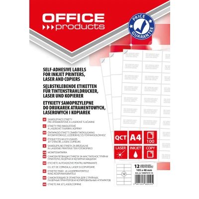 Afbeelding van Office Products Etiket 105x48mm Wit Rechte Hoek 1200 stuks