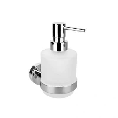 Afbeelding van Zeepdispenser Sapho X Round Hangend 150 ML Chroom / Melkglas