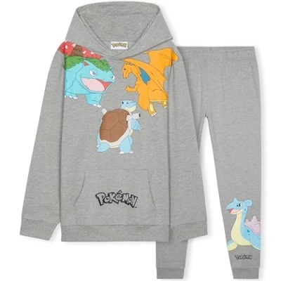 Afbeelding van Pokemon Jongens Trainingspak Set, Comfy Loungewear Activewear Anime Cadeaus voor Jongens, Grijs, 7 8 jaar