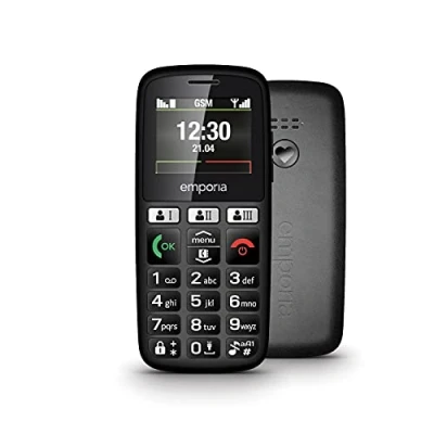 Afbeelding van emporia emporiaHAPPY E30 2G Bar Telefoon voor Ouderen, groot 1,8 inch kleurenscherm, grote goed gespreide knoppen, SOS noodknop, oplaadhouder inbegrepen (officiële Britse en Ierland versie) zwart