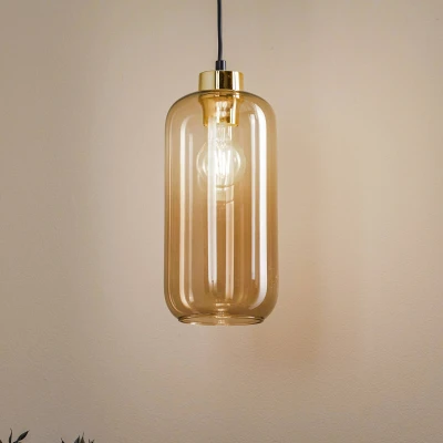 Afbeelding van TK Lighting Marco Green hanglamp, 1 lamp, bruin