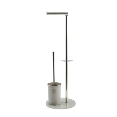 Afbeelding van MSV Bergamo Toiletborstelhouder van roestvrij staal en glas, houder taupe, 3 in 1