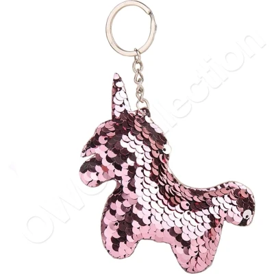 Afbeelding van OWO Unicorn eenhoorn sleutelhanger met pailletten roze