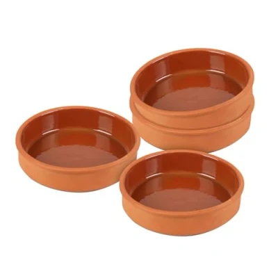 Afbeelding van Tapas kommen van klei 350 ml set 4 vuurvaste ovenschaal aan de binnenkant geglazuurd traditionele kleischaal dessert dip snack schaaltjes tapasschaal oven en vaatwasmachinebestendig