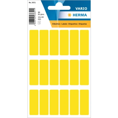 Afbeelding van Herma 3651 Multipurpose etiketten, 12 x 34 mm, geel, permanent hechten