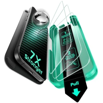 Afbeelding van ESR Privacy pantserglas voor iPhone 2024 Pro Max, [automatische stofverwijdering] 9H volledige afdekking glas anti spy luchtbelvrij hoesje, 3 pack
