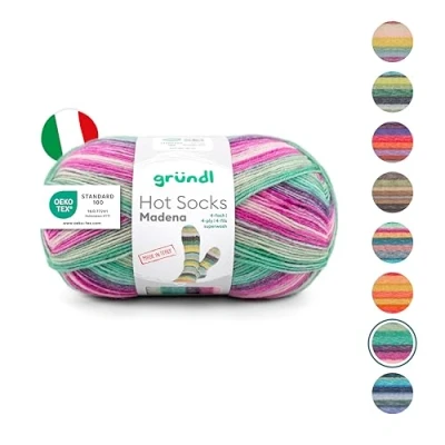Afbeelding van Gründl Hot Socks Madena (sokkenwol van 75% scheerwol (superwash) en 25% polyamide, Made in Italy, 4 voudig sokgaren, 100 g/420 m, naalddikte: 2,5 mm 3 mm, 1 x g), berry lagune