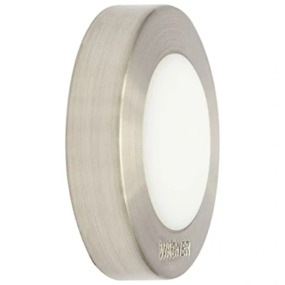 Afbeelding van WAGNER design muur deurstopper SCREW OR GLUE/schroef of lijm diameter Ø 38 x 10 mm, geborsteld metaal, inox look, buffer thermoplastisch rubber wit, prijs 15514111