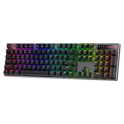 Afbeelding van Redragon K556 PRO Verbeterd draadloos RGB gaming toetsenbord, BT/2,4 GHz tri mode aluminium mechanisch toetsenbord met vertragingsvrije verbinding, hot swap lineaire stille rode schakelaar