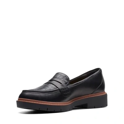 Afbeelding van Clarks Westlynn Ayla Penny Loafer voor dames, zwart leder, 42 EU