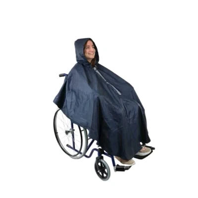 Afbeelding van KMINA Rolstoel Regenponcho voor Volwassenen (Thermische Binnenvoering), met Ritssluiting, Deken Waterdicht, Regenkleding Kap, Warm Wheelchair Poncho