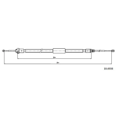 Afbeelding van METZGER 10.6038 Handremkabel Links achter, Rechts 1790/916mm COFLE PEUGEOT: 208 I Hatchback (CA_, CC_) 1.2 VTI 82, 1.4 HDi