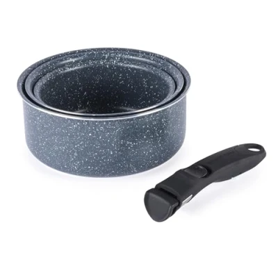 Afbeelding van Russell Hobbs Nightfall Stenen steelpannenset Smart Clip antiaanbakpannen, 16 cm, 18 20 blijf koel afneembaar handvat, oven tot kookplaat tafel koken, ruimtebesparend stapelbaar
