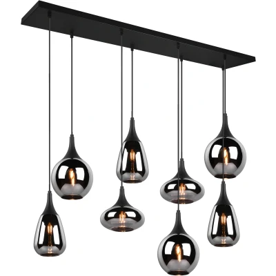 Afbeelding van Trio Leuchten Lumina Hanglamp Zwart Verchroomd Glas