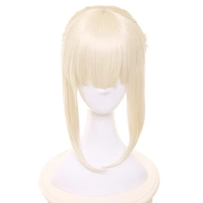 Afbeelding van HIROAKIYA Saber Artoria Pendragon Alter Wig, Fate Cosplay Wig Clip Hair Bun with Cap