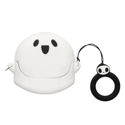 Afbeelding van kwmobile case compatibel met Anker Soundcore Liberty 4 NC Hoesje voor oordopjes in wit/zwart Spookje