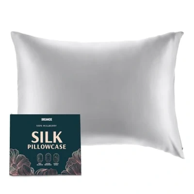 Afbeelding van DREAMZIE zijden kussensloop 100% natuurlijke moerbeizijde voor haar en huid 19 mm zijde aan beide 1 eenheid Zilvergrijs 50x75 cm
