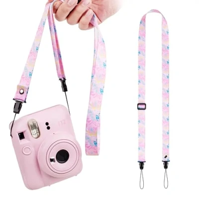 Afbeelding van VOVMOEYA Kindercamerariem, kindercamera Draagriem, Leuke riem voor Compatibel met Fujifilm Instax Mini 12/11/9/8/7+ Polaroid Camerariem Roze