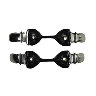 Afbeelding van Olata Dames Elastische Leren Cinch Clips voor Shirts en Jurken Set van Twee. Zwart