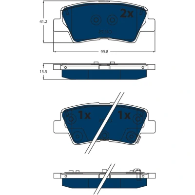 Afbeelding van Remblokkenset, schijfrem TRW GDB2531BTE, voor o.a. KIA, HYUNDAI