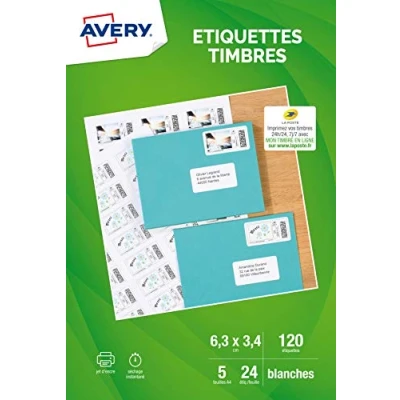 Afbeelding van Avery Set adres, 120 etiketten, 63,5 x 33,9 mm, wit