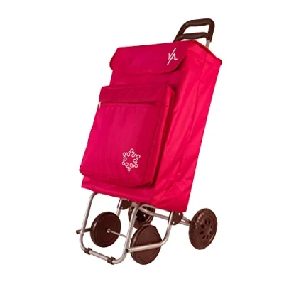 Afbeelding van Amig Boodschappentrolley met 4 Wielen voor Gemakkelijk Maneuveren Buitenzak Diepvriesproducten 22 x 40 106 cm Maximaal Laadgewicht van 15 kg Capaciteit 48 L Kleur Rood