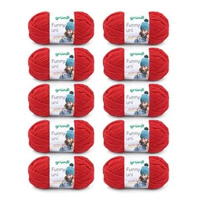 Afbeelding van Gründl Funny uni brei en haakgaren (fluweelachtig chenillegaren van 100% polyester, 10 x 100 g/120 m, naalddikte: 5 6), kers