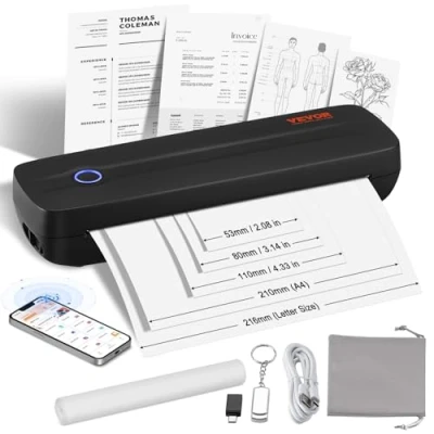 Afbeelding van VEVOR draagbare Bluetooth printer Inktloze thermische USB iOS 2600mAh