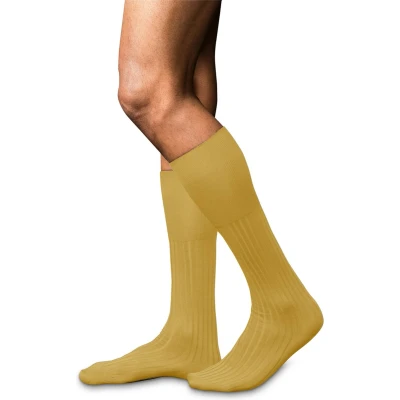 Afbeelding van FALKE No. 13 Finest Piuma Cotton heren kniekousen okergeel (nugget) Maat: 39 40